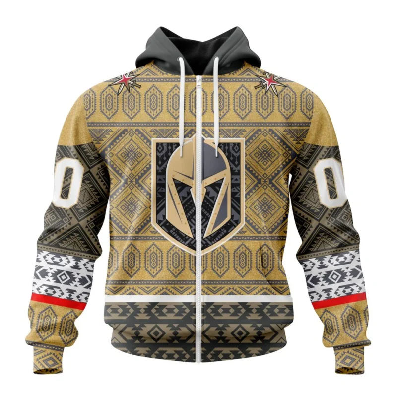 NHL Personalized Name And Number, Vegas Golden Knights Special Design With Native Pattern,QTNHL Personalized Name And Number,080524B1294