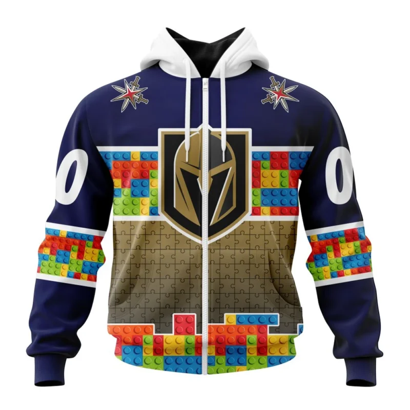 NHL Personalized Name And Number, Vegas Golden Knights Special Autism Awareness Design ,QTNHL Personalized Name And Number,080524B2226