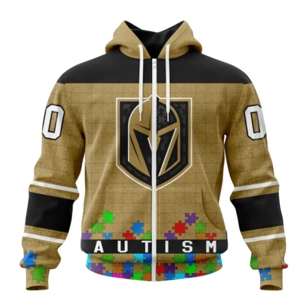 NHL Personalized Name And Number, Vegas Golden Knights, Specialized Unisex Kits Hockey Fights Against Autism,QTNHL Personalized Name And Number,080524B2645