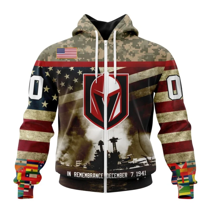 NHL Vegas Golden Knights, Specialized Unisex Kits Remember Pearl Harbor,QTNHL 080524B2974