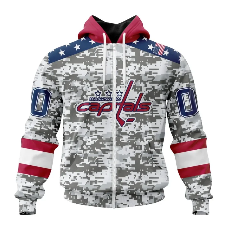 NHL Personalized Name And Number, Washington Capitals Special Camo Design For Veterans Day,QTNHL Personalized Name And Number,080524B1793