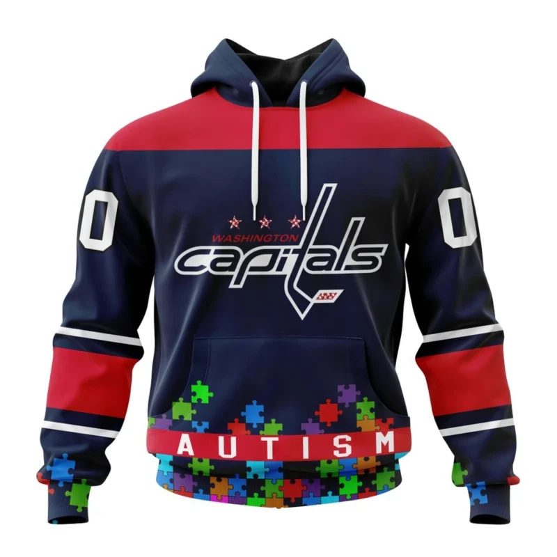 NHL Washington Capitals, Specialized Unisex Kits Hockey Fights Against Autism,QTNHL080524A2644