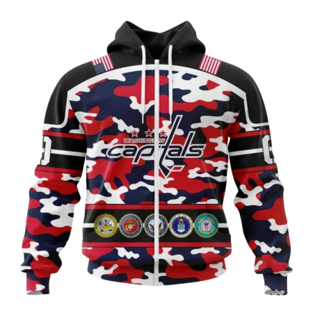 NHL Washington Capitals, Specialized Design Wih Camo Team Color And Military Force Logo,QTNHL 080524B3520