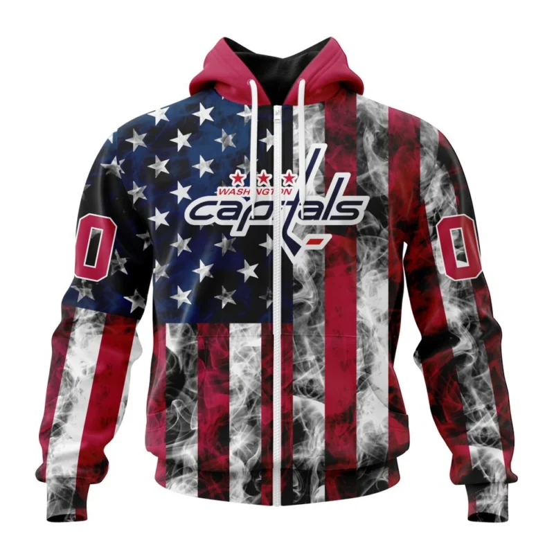 NHL Personalized Name And Number, Washington Capitals Special Design For Independence Day The Fourth Of July,QTNHL Personalized Name And Number,080524B474