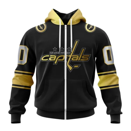 NHL Personalized Name And Number, Washington Capitals Special Black And Gold Design,QTNHL Personalized Name And Number,080524B756