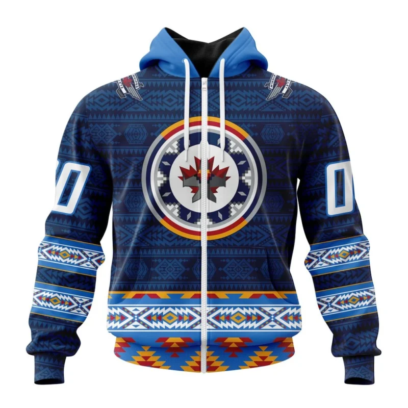 NHL Personalized Name And Number, Winnipeg Jets Special Design With Native Pattern,QTNHL Personalized Name And Number,080524B1391