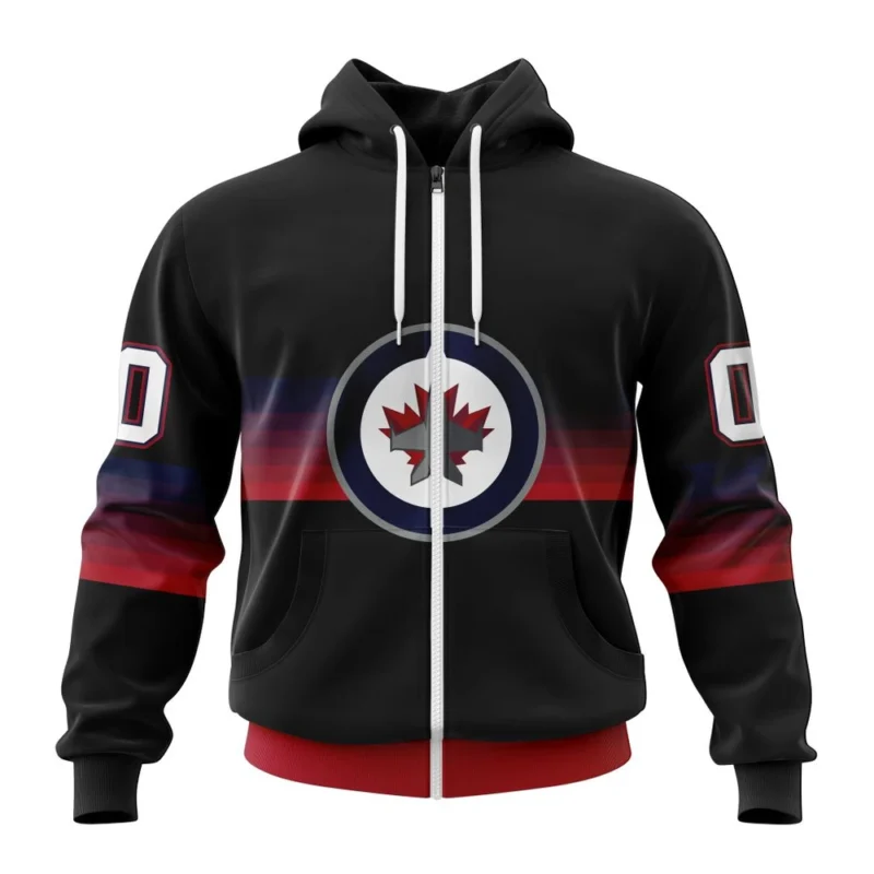 NHL Personalized Name And Number, Winnipeg Jets Special Black And Gradient Design,QTNHL Personalized Name And Number,080524B1394