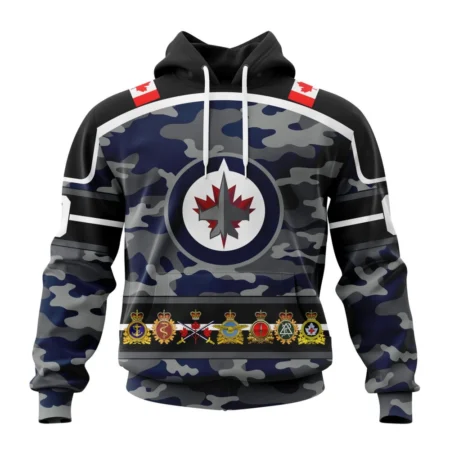 NHL Winnipeg Jets, Specialized Design Wih Camo Team Color And Military Force Logo,QTNHL080524A3519