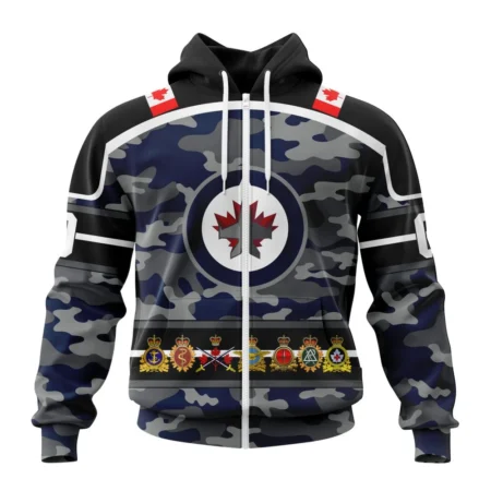 NHL Winnipeg Jets, Specialized Design Wih Camo Team Color And Military Force Logo,QTNHL 080524B3519