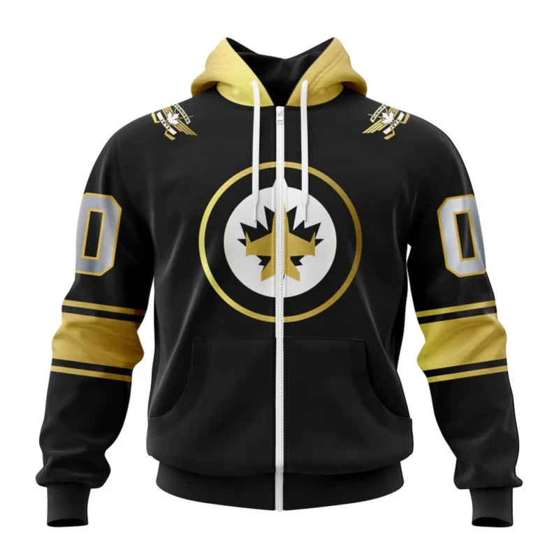 NHL Personalized Name And Number, Winnipeg Jets Special Black And Gold Design,QTNHL Personalized Name And Number,080524B755