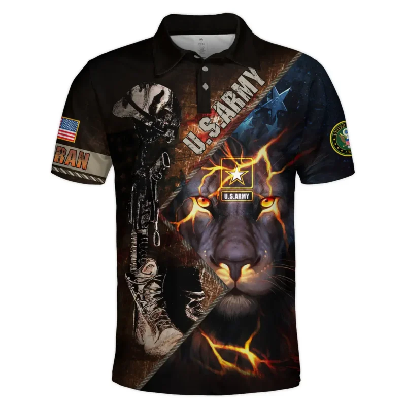 Helmet Rifle Boots Lion U.S. Army All Over Prints BLVTR17924A2AMPL - Polo Shirt