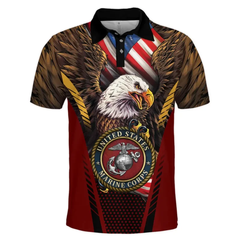 Eagle And Flag U.S. Marine Corps All Over Prints BLVTR20924A3MCPL - Polo Shirt