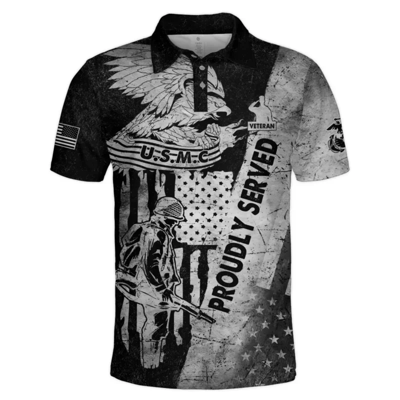 Proudly Served Eagle US Flag U.S. Marine Corps All Over Prints BLVTR21924A2MCPL - Polo Shirt