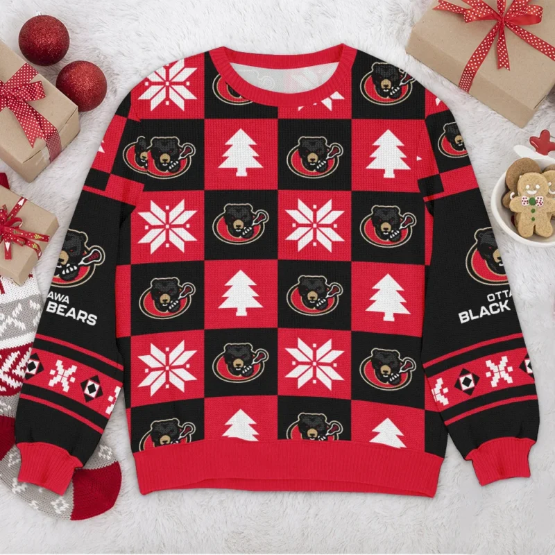 Special Release Ugly Sweater Ottawa Blackbears National Lacrosse League All Over Prints Christmas Season HONLL190924SW01OBB