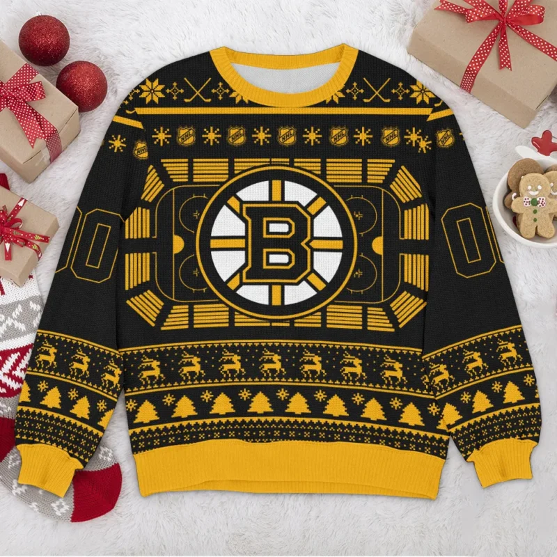 Special Release Boston Bruins NHL Ugly Sweater All Over Prints Christmas Season QTNHLVA160924A2