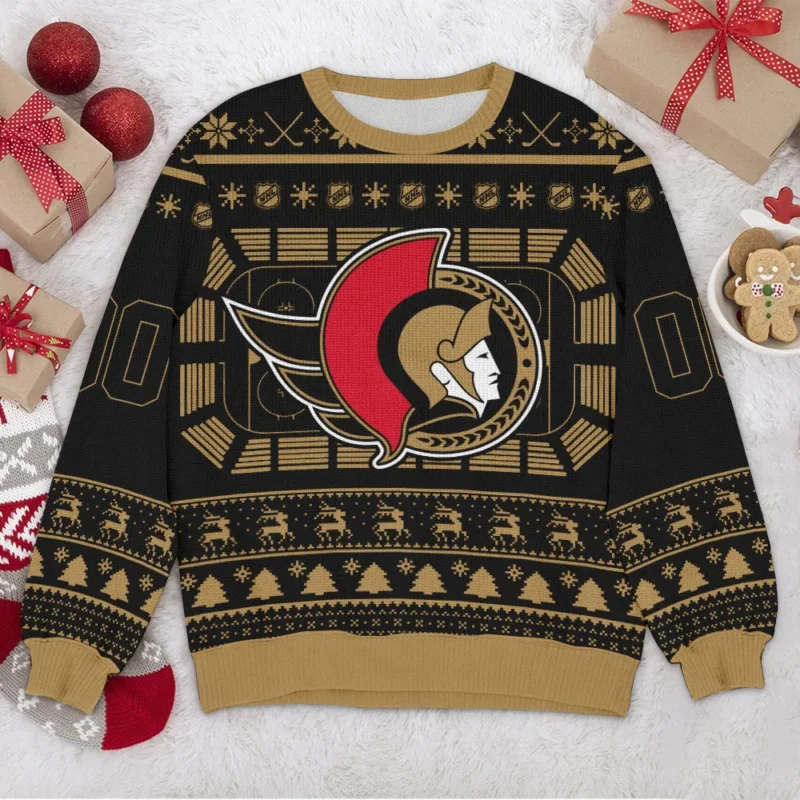 Special Release Ottawa Senators NHL Ugly Sweater All Over Prints Christmas Season QTNHLVA160924A6