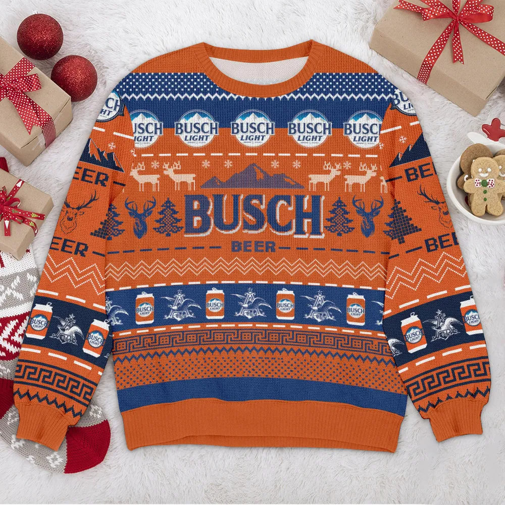 Special Release Ugly Sweater Busch Beer All Over Prints Christmas Season QTTK110924A13