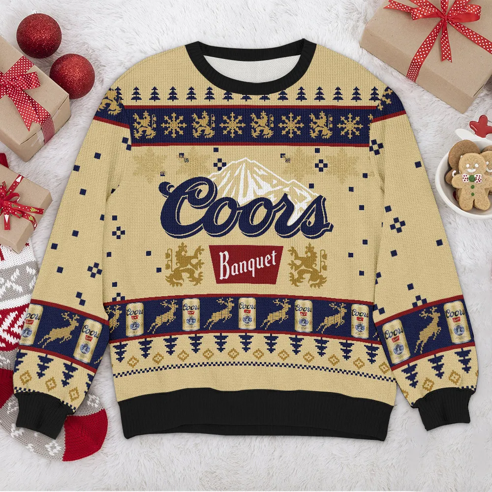 Special Release Ugly Sweater Coors Banquet yellow All Over Prints Christmas Season QTTK110924A18