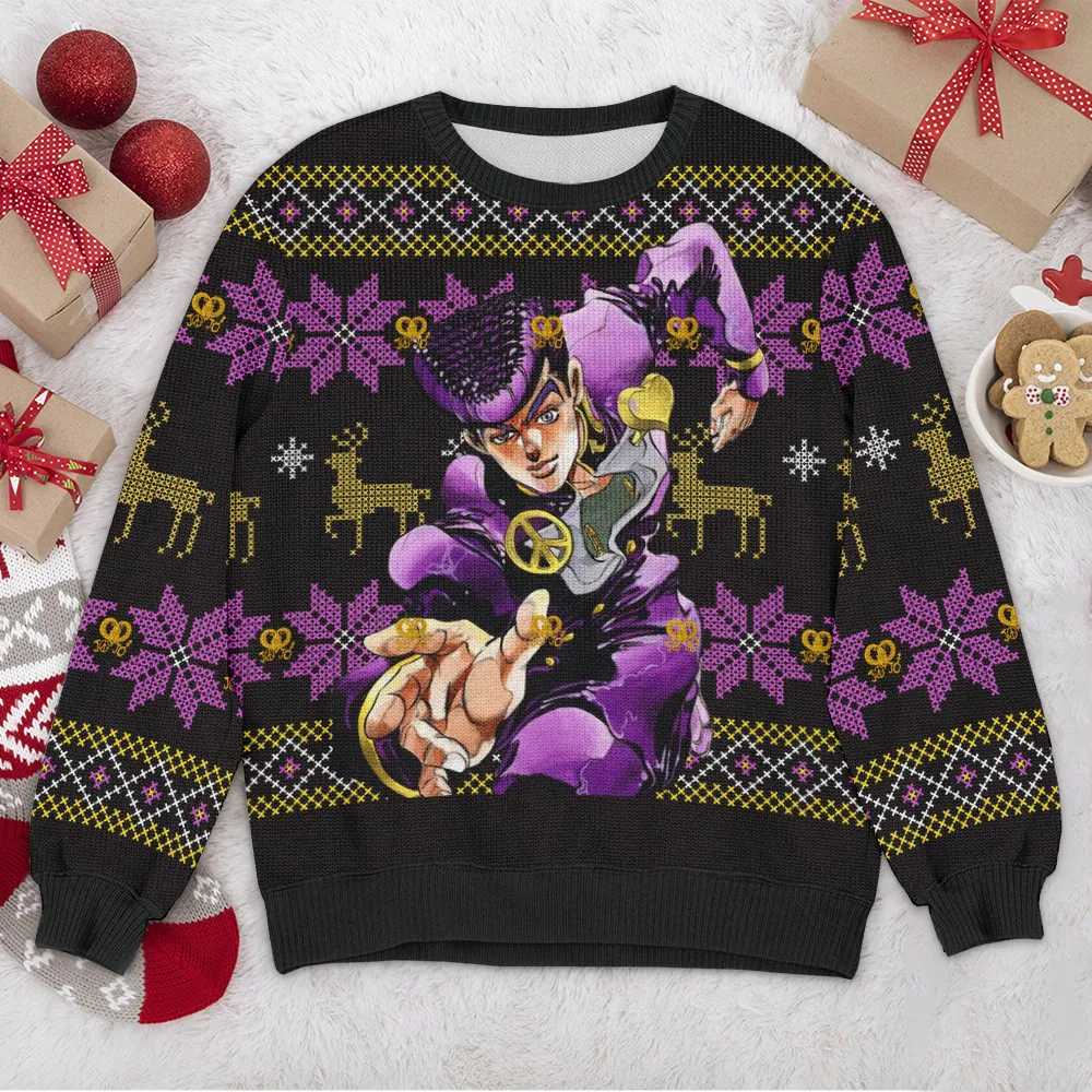 Special Release Ugly Sweater Jojo Josuke All Over Prints Christmas Season QTTK110924A39