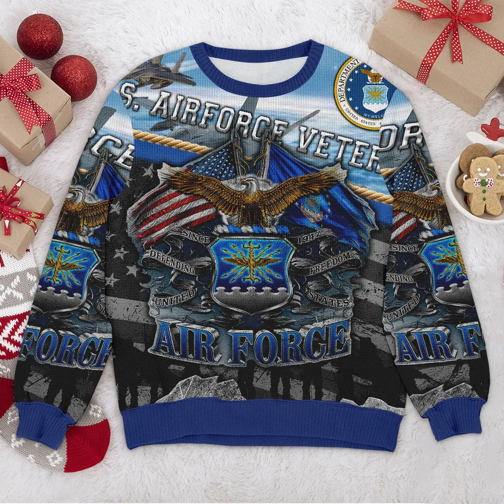 Special Release Ugly Sweater AIR FORCE All Over Prints Christmas Season QTTK110924A41