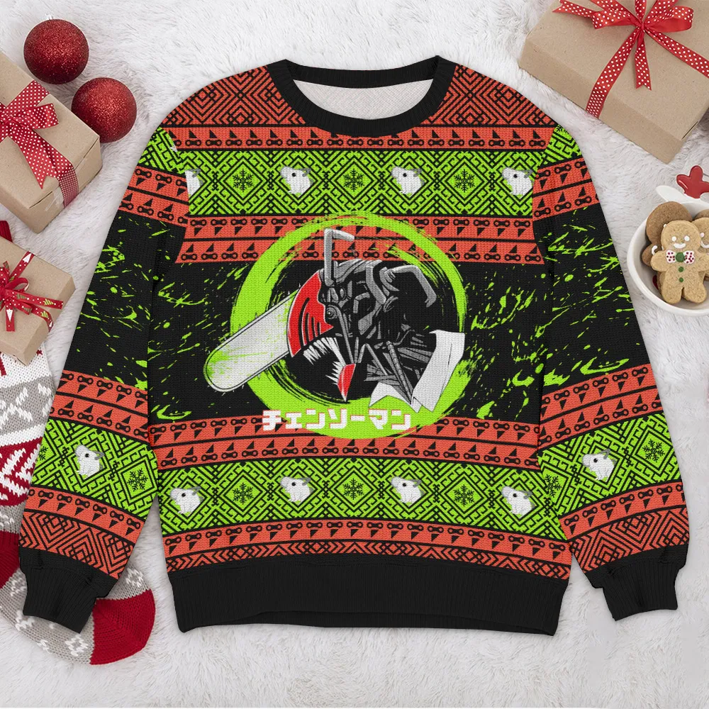 Special Release Ugly Sweater Chainsaw Man All Over Prints Christmas Season QTTK130924A73