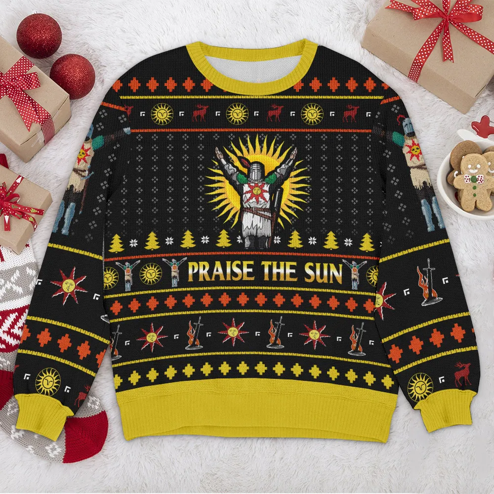 Special Release Ugly Sweater Praise The Sun All Over Prints Christmas Season QTVA110924A14