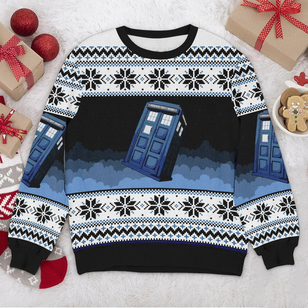 Special Release Ugly Sweater Police Call Box All Over Prints Christmas Season QTVA110924A35