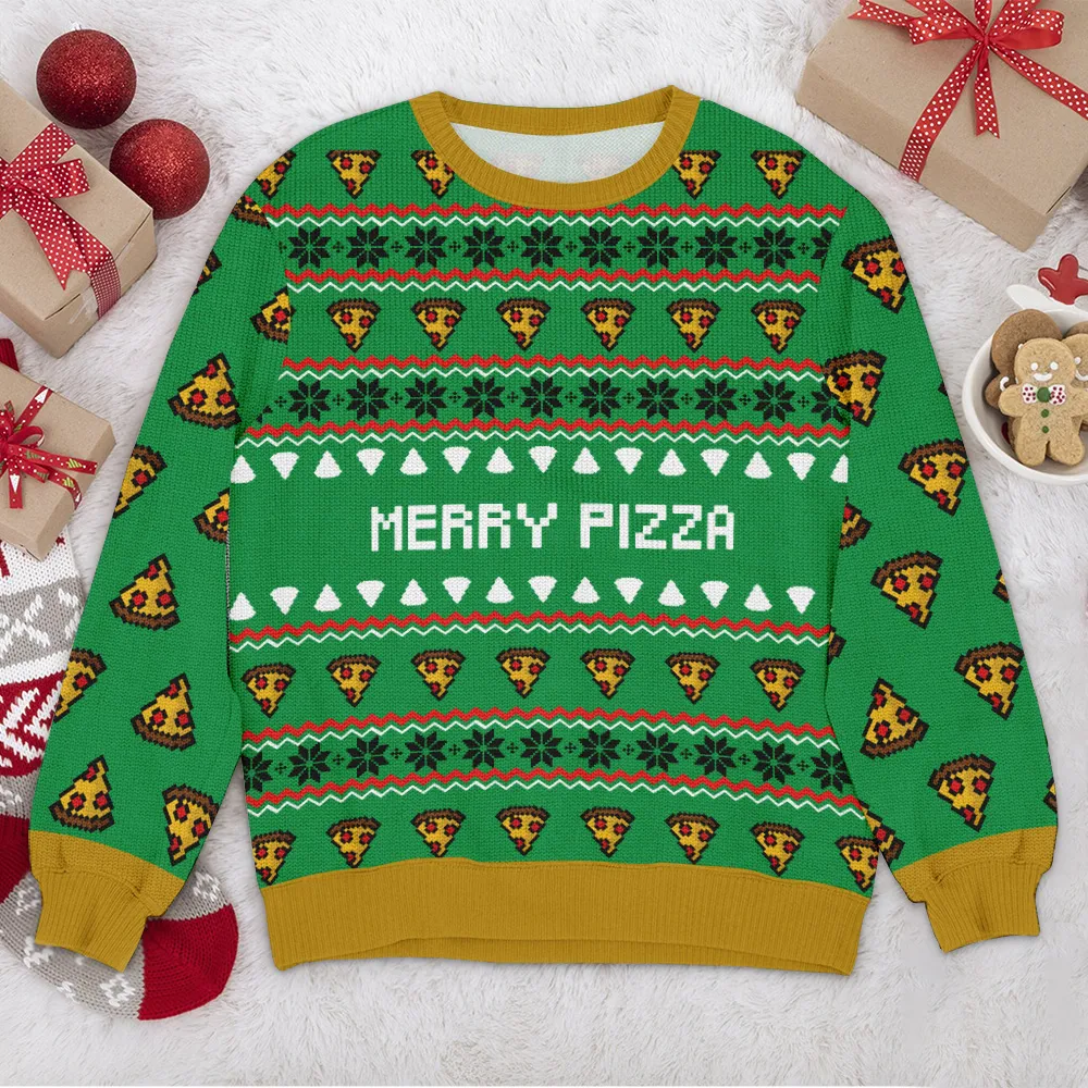 Special Release Ugly Sweater Merry Pizza All Over Prints Christmas Season QTVA110924A36