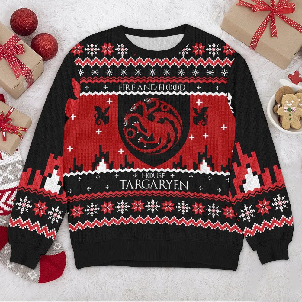 Special Release Ugly Sweater Fire And Blood All Over Prints Christmas Season QTVA110924A43