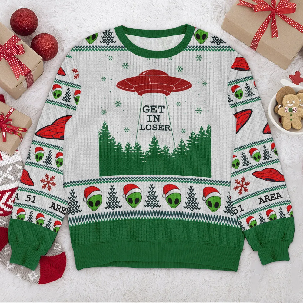 Special Release Ugly Sweater Get In Loser All Over Prints Christmas Season QTVA110924A47