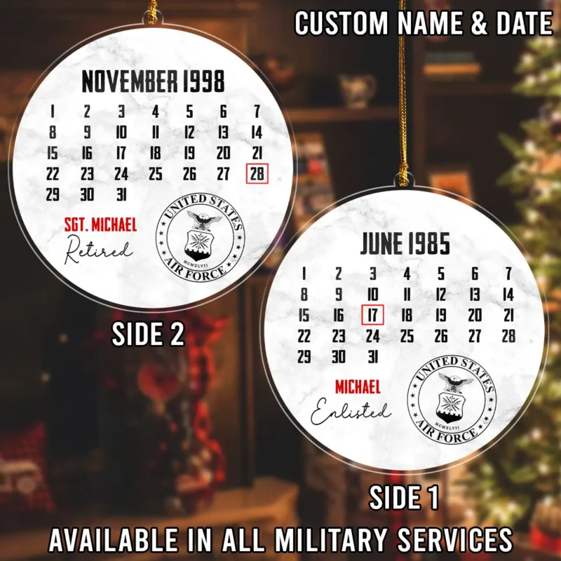 Enlisted Day Retired Day U.S. Air Force Veteran Custom Shape Ornament BLVTR26924A1AF