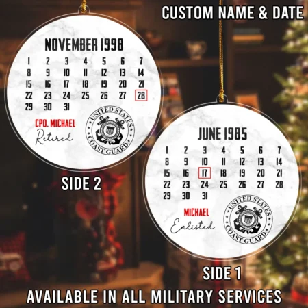 Enlisted Day Retired Day U.S. Coast Guard Veteran Custom Shape Ornament BLVTR26924A1CG