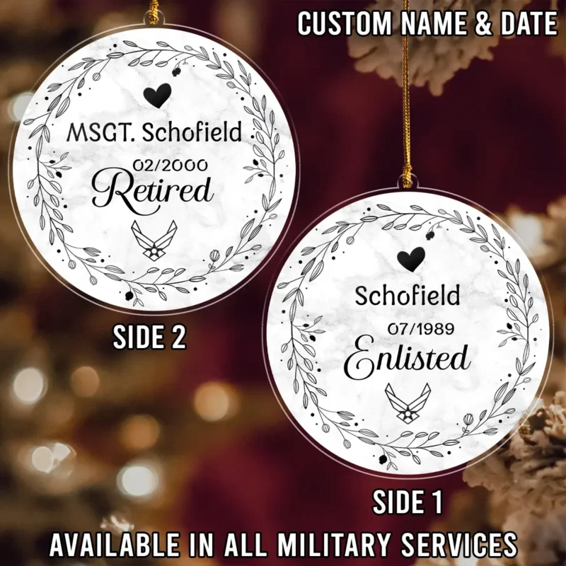 Custom Enlisted Day Retired Day U.S. Air Force Veteran Custom Shape Ornament BLVTR26924A3AF