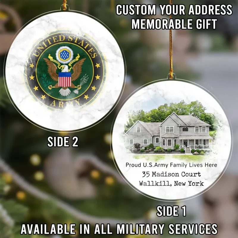 Proud Veteran Family Lives Here Custom Your House Custom Address Custom Shape Ornament BLVTR26924A5