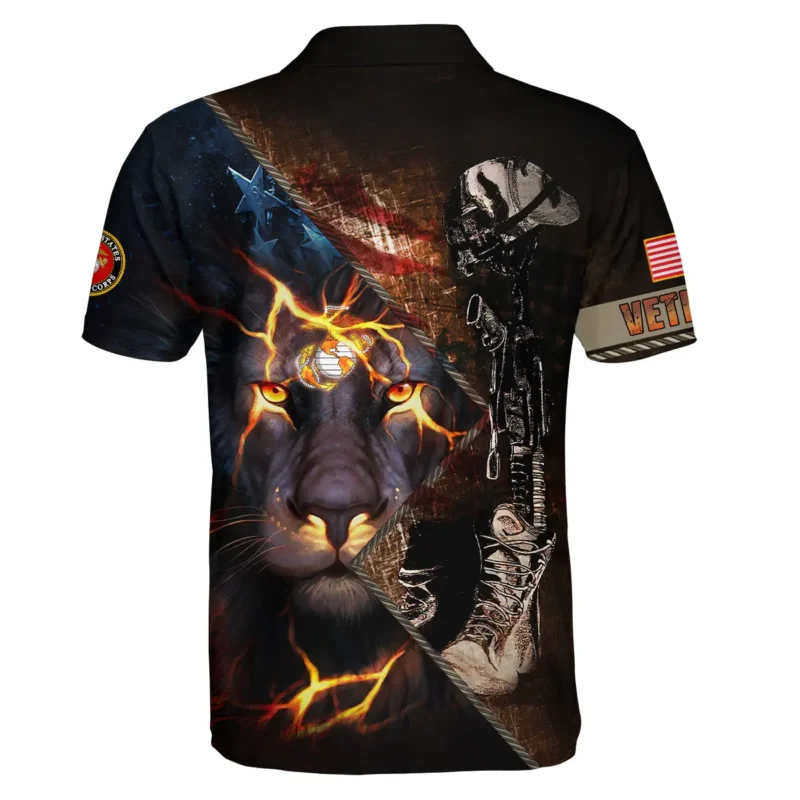 Helmet Rifle Boots Lion U.S. Marine Corps All Over Prints BLVTR17924A2MCPL - Polo Shirt