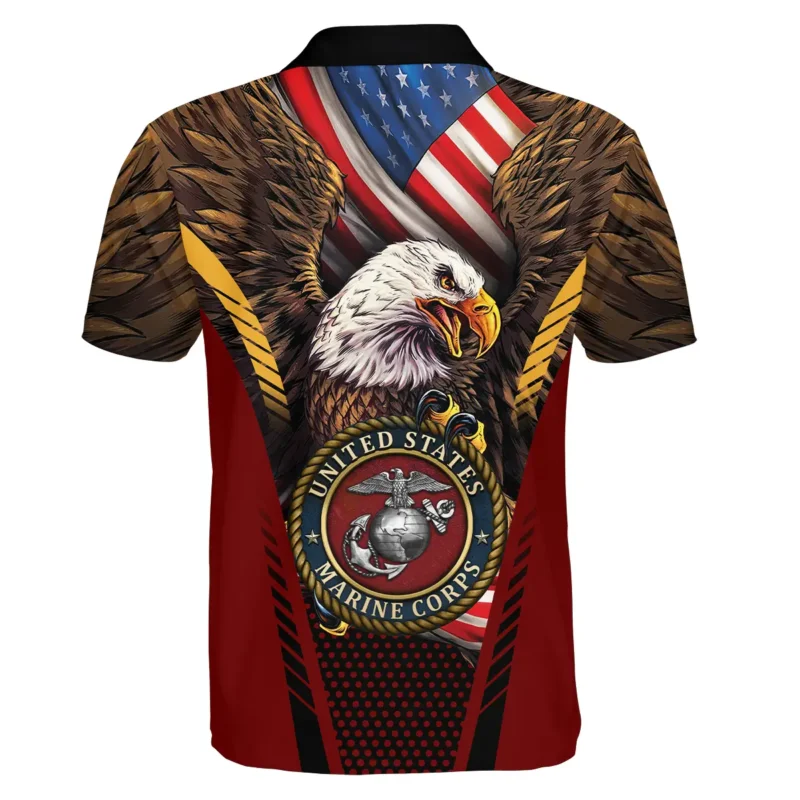 Eagle And Flag U.S. Marine Corps All Over Prints BLVTR20924A3MCPL - Polo Shirt