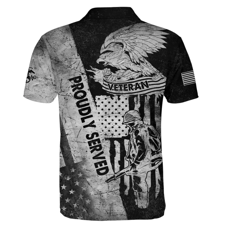 Proudly Served Eagle US Flag U.S. Marine Corps All Over Prints BLVTR21924A2MCPL - Polo Shirt