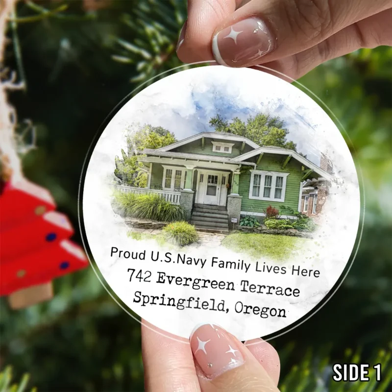 Proud Veteran Family Lives Here Custom Your House Custom Address Custom Shape Ornament BLVTR26924A5