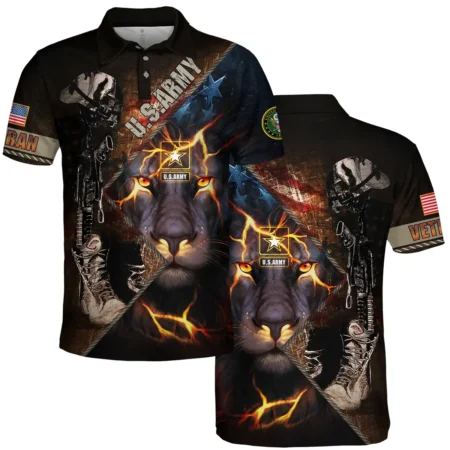 Helmet Rifle Boots Lion U.S. Army All Over Prints BLVTR17924A2AMPL - Polo Shirt