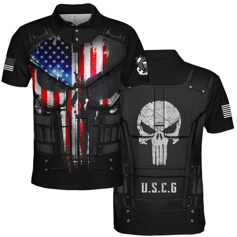 Punisher Skull U.S. Coast Guard All Over Prints BLVTR18924A1CGPL - Polo Shirt