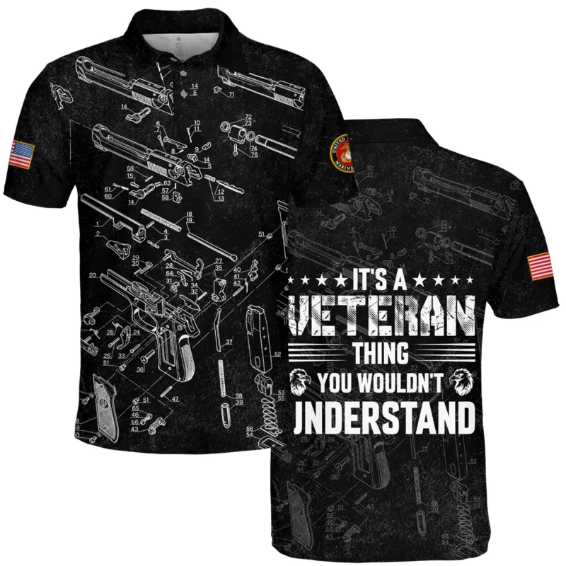 It's A Veteran Thing You Wouldn't Understand Bullet Dissection U.S. Marine Corps All Over Prints BLVTR21924A1MCPL - Polo Shirt