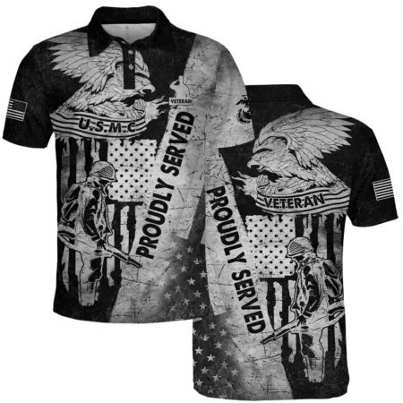 Proudly Served Eagle US Flag U.S. Marine Corps All Over Prints BLVTR21924A2MCPL - Polo Shirt