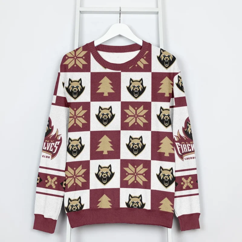 Special Release Ugly Sweater Albany FireWolves National Lacrosse League All Over Prints Christmas Season HONLL190924SW01ALB