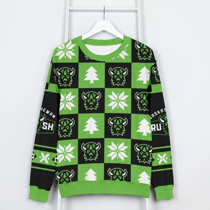 Special Release Ugly Sweater Saskatchewan Rush National Lacrosse League All Over Prints Christmas Season HONLL190924SW01SAS