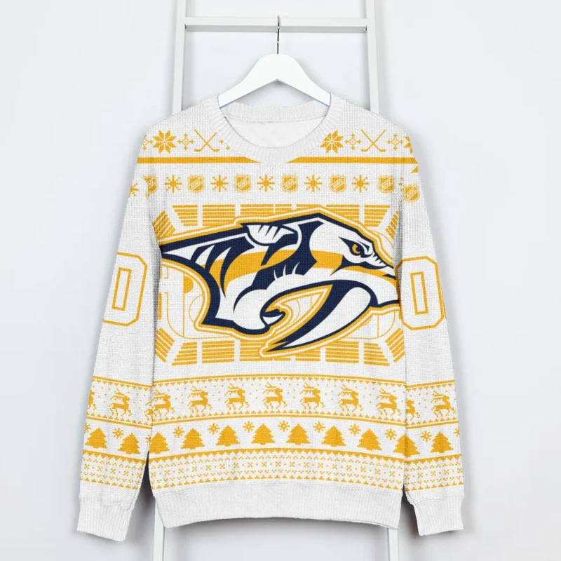 Special Release Nashville Predators NHL Ugly Sweater All Over Prints Christmas Season QTNHLTK160924A5