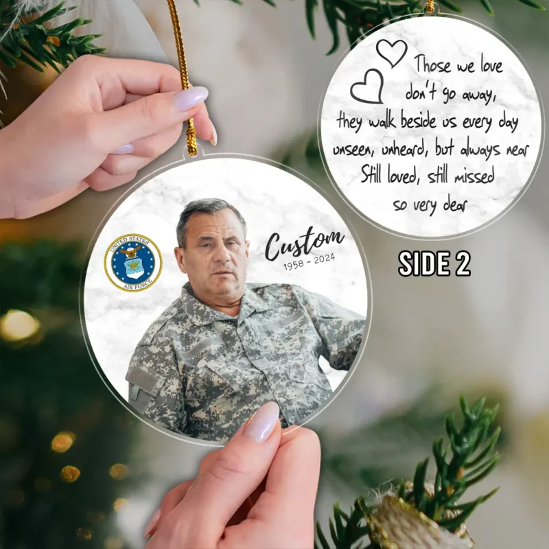 Family Gift Customized Remembrance Gift Custom Photo Name Date Quotes U.S. Veteran Custom Shape Ornament BLVTR26924A4