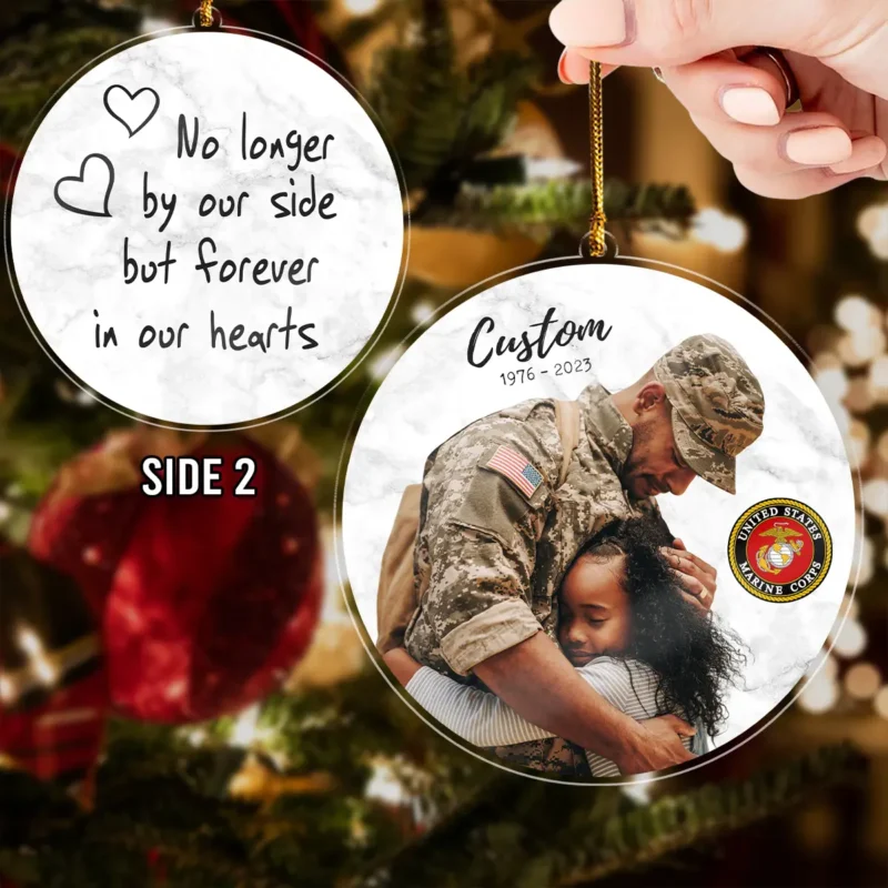 Family Gift Customized Remembrance Gift Custom Photo Name Date Quotes U.S. Veteran Custom Shape Ornament BLVTR26924A4