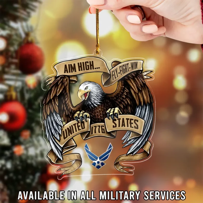 United States 1776 And Motto Of U.S. Air Force Veteran Custom Shape Ornament BLVTR23924A2AF