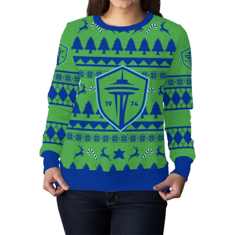 Special Release Seattle Sounders MLS Ugly Sweater All Over Prints Christmas Season HOMLS200924A5