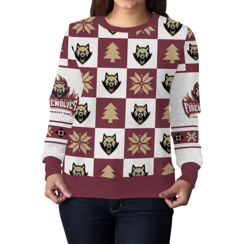 Special Release Ugly Sweater Albany FireWolves National Lacrosse League All Over Prints Christmas Season HONLL190924SW01ALB